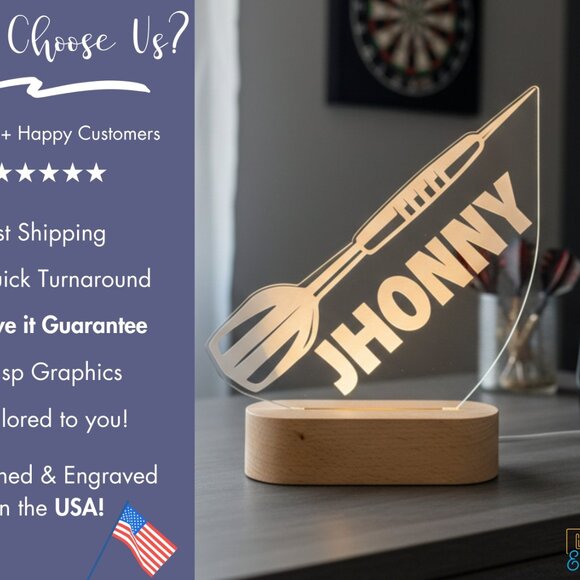 Personalized Dart Night Light – Custom LED Dartboard Lamp for Game Rooms - Picture 4 of 8